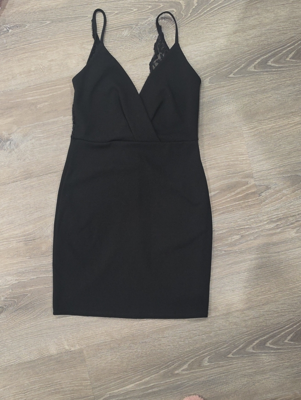 Blue Blush Black Spaghetti Strap V-Neck Mini Dress